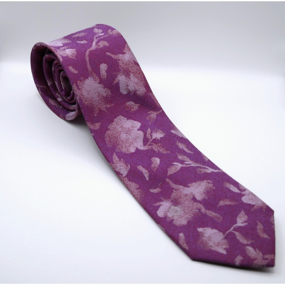 Michael Kors Mens Purple Floral Silk Linen Blend Necktie Dress Tie